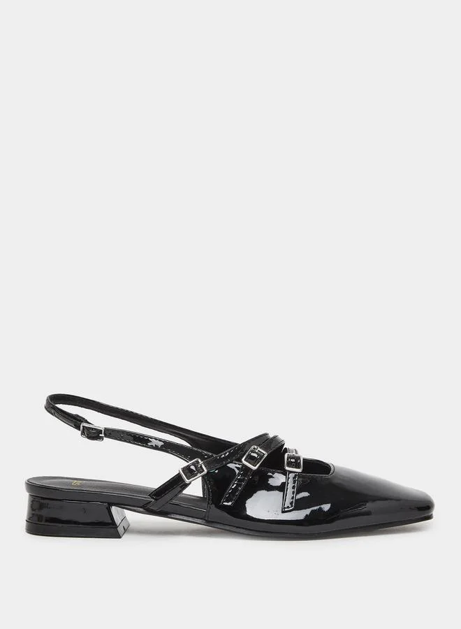 ستايلي Styli Strappy Slingback Pointed Toe Block Heel Shoes
