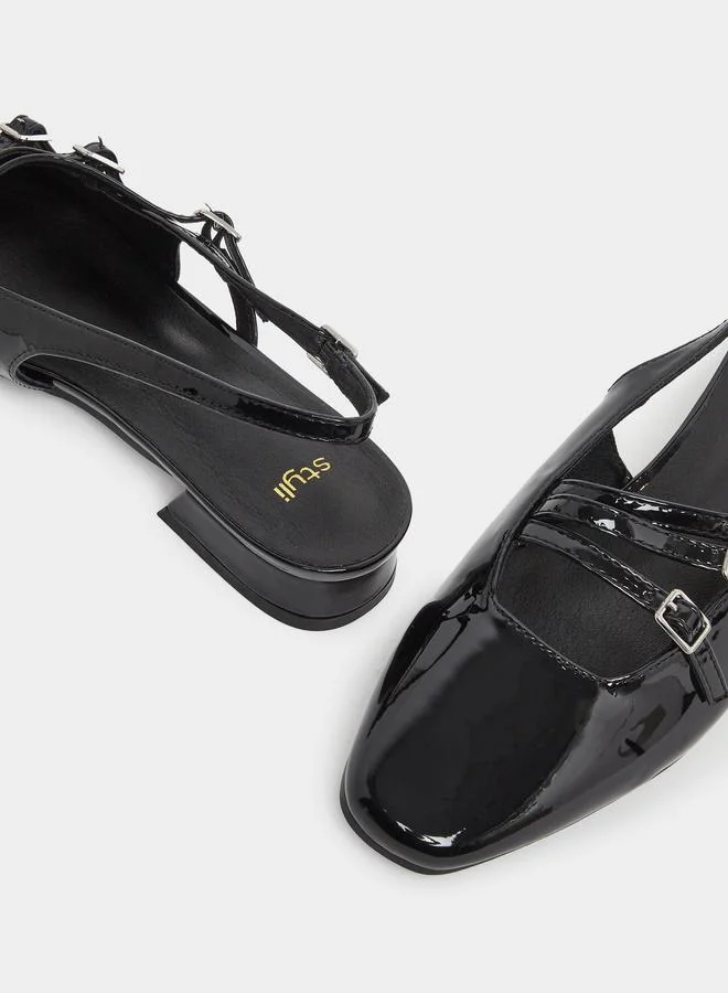 Styli Styli Strappy Slingback Pointed Toe Block Heel Shoes