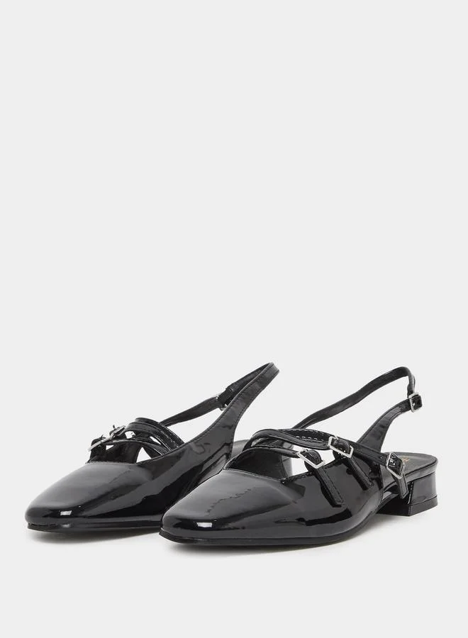 ستايلي Styli Strappy Slingback Pointed Toe Block Heel Shoes