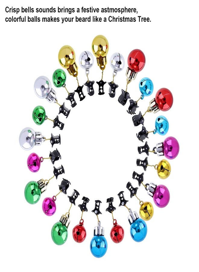 جوفيتيك مجموعة زينة لحية عيد الميلاد من جوفيتك، 24 قطعة، كرات ملونة لتزيين شعر الوجه وأجراس اللحية مع مشابك، هدية مثالية للرجال، هدية عيد الميلاد ورأس السنة الجديدة، 6 ألوان - Image 5