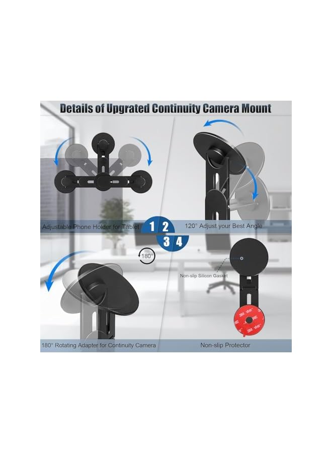 S-TOP Desktop Cell Phone Bracket,Magnetic Phone Holder for Laptop for MagSafe for iPhone 17/16/15/14/13/12 & All Phones, 180°Adjustable Phone Side Mount for Computer Monitor for Tesla (Black) - Image 3