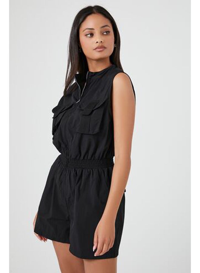 FOREVER 21 Sleeveless Zip-Up Cargo Romper Playsuit - Image 2