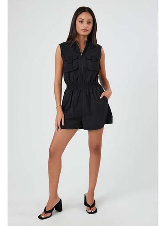 FOREVER 21 Sleeveless Zip-Up Cargo Romper Playsuit - Image 4