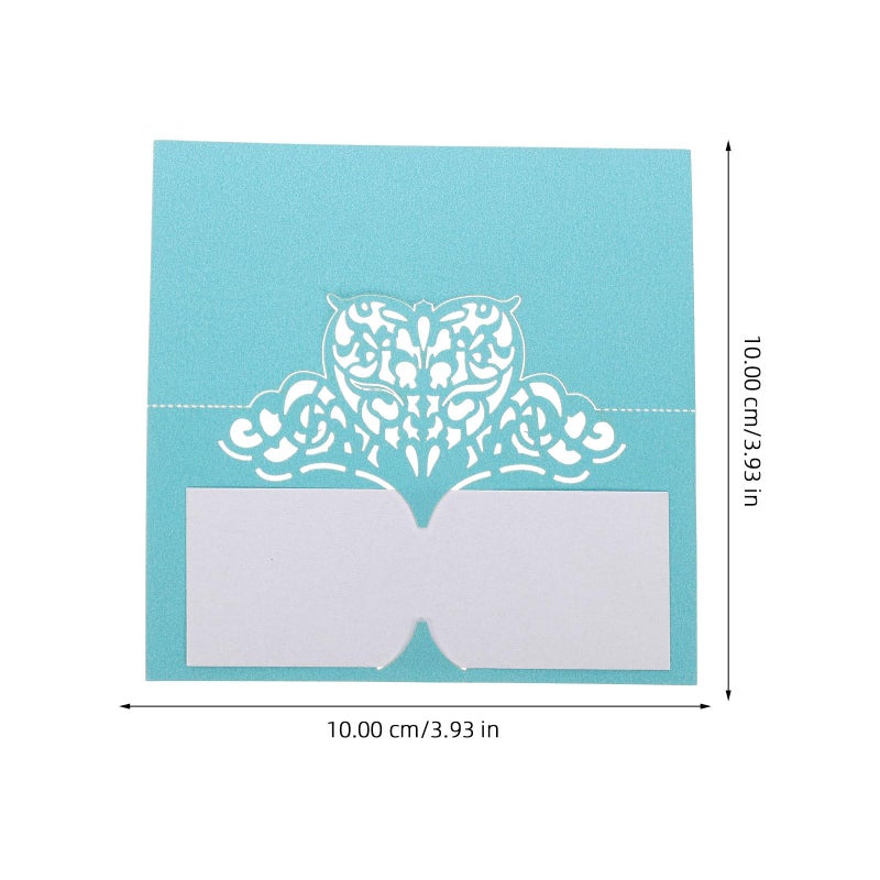 50 Pieces Light Blue Hollow Heart Wedding Place Cards For Table Seating Chart - Image 3