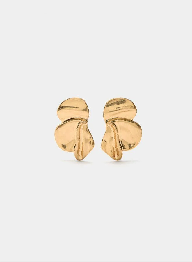 بارفوا أقراط بنصف زهرة ذهبية