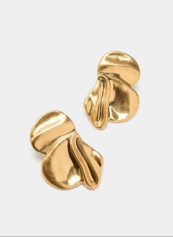 بارفوا أقراط بنصف زهرة ذهبية