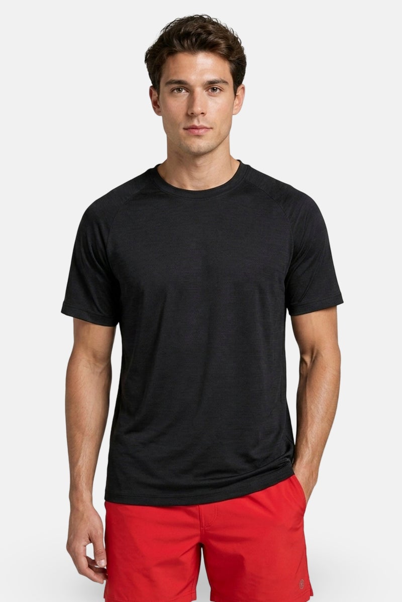 Gaiam Men Slim Fit Short Sleeve Training T-Shirt, Heather Black - Image 1