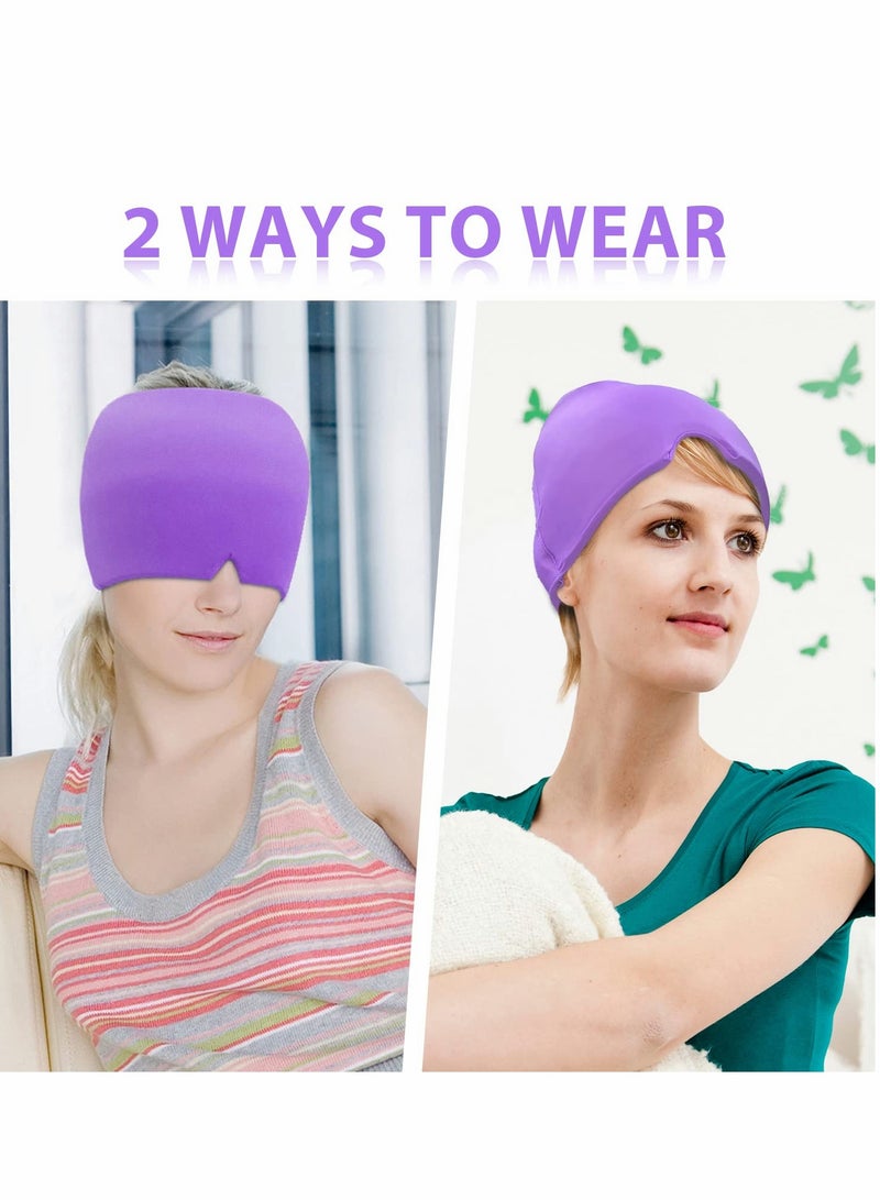 Barakah غطاء رأس ثلجي، قبعة تخفيف الصداع من الجل، قناع العلاج البارد، قناع عين مريح وقابل للتمدد للعيون المنتفخة، التوتر، بنفسجي - Image 5
