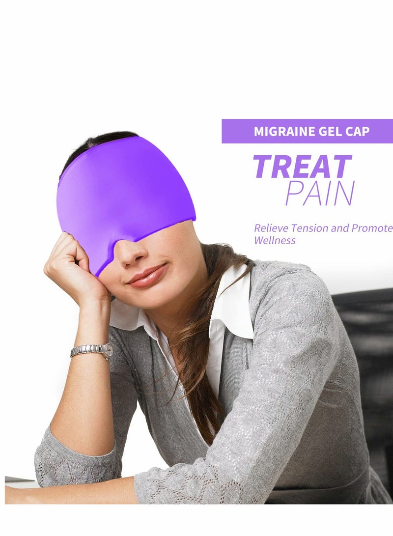Barakah غطاء رأس ثلجي، قبعة تخفيف الصداع من الجل، قناع العلاج البارد، قناع عين مريح وقابل للتمدد للعيون المنتفخة، التوتر، بنفسجي - Image 4