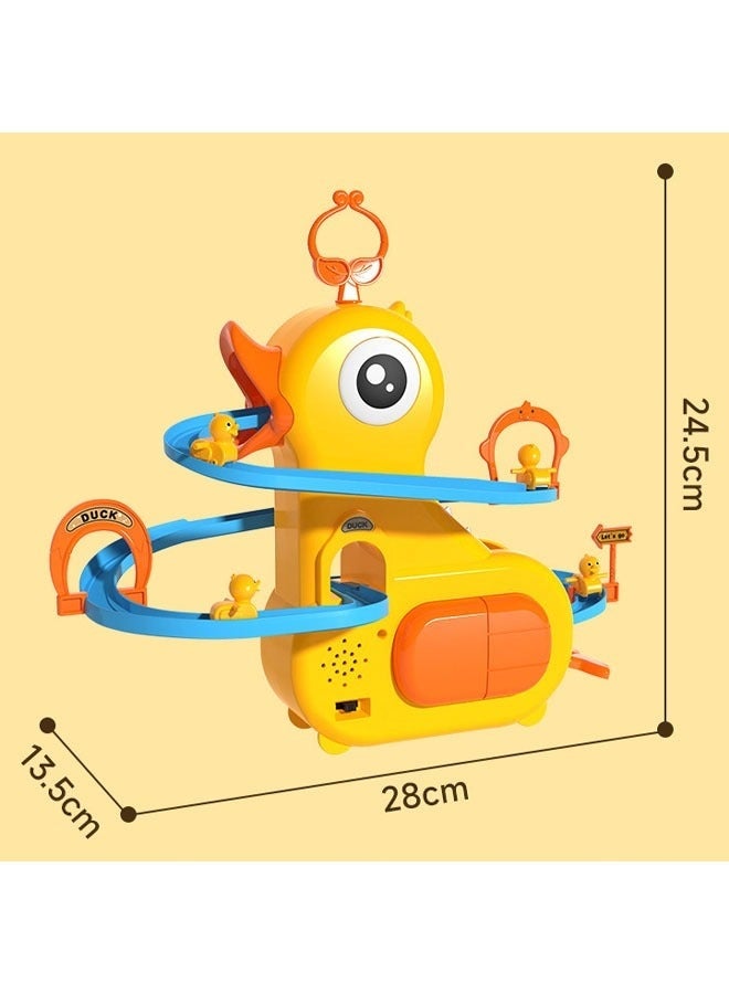 DURKU Kids Track toys, Small Ducks Climbing Toys,Electric Duck Climbing Stairs Tracks Slide Toy Set,Duck Roller Coaster Toy with Lights & Music On/Off Button for Kids Toddlers Boys and Girls, Yellow - Image 2