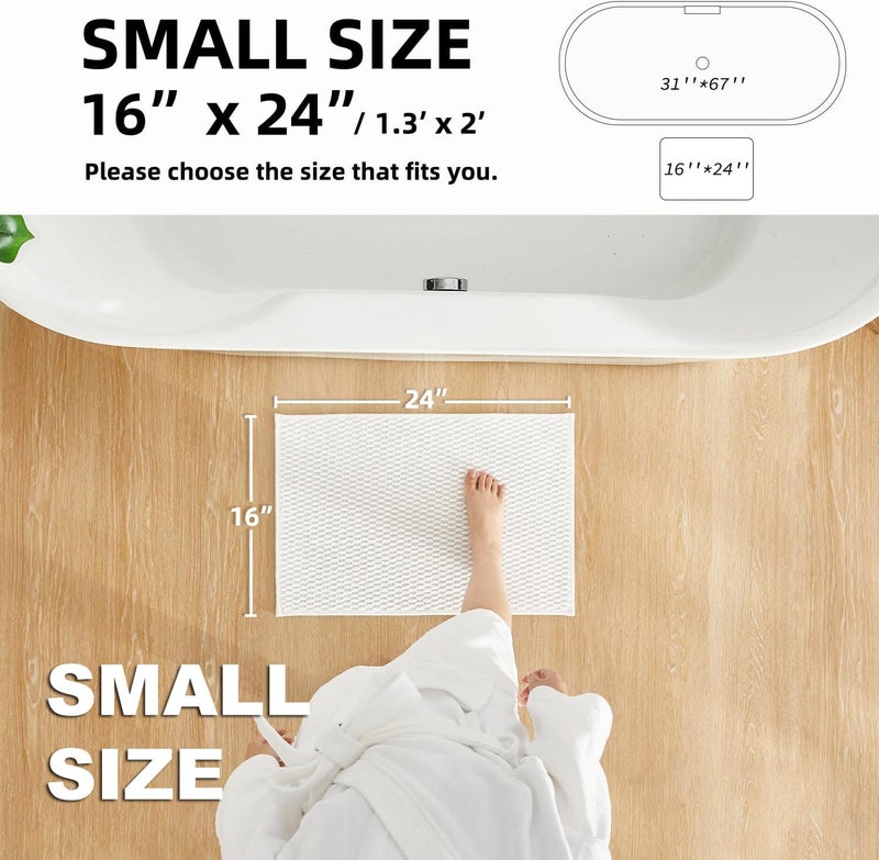 TYUU Bathroom Rugs Non Slip Washable, Super Absorbent Thin Bath Mat Small Quick Dry Low Pile Bathroom Rug, White 16"x24" / 1'4" x 2' - Image 2