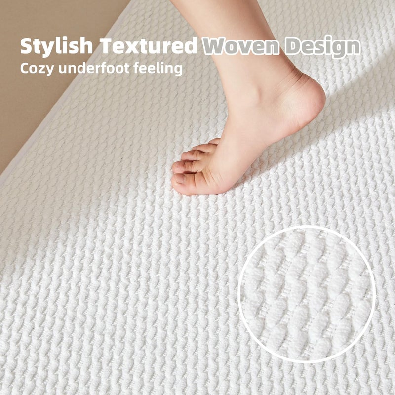 TYUU Bathroom Rugs Non Slip Washable, Super Absorbent Thin Bath Mat Small Quick Dry Low Pile Bathroom Rug, White 16"x24" / 1'4" x 2' - Image 3