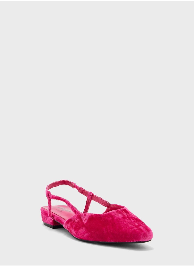 Ginger - Velvet Square Toe Ankle Strap Ballerina - Image 1
