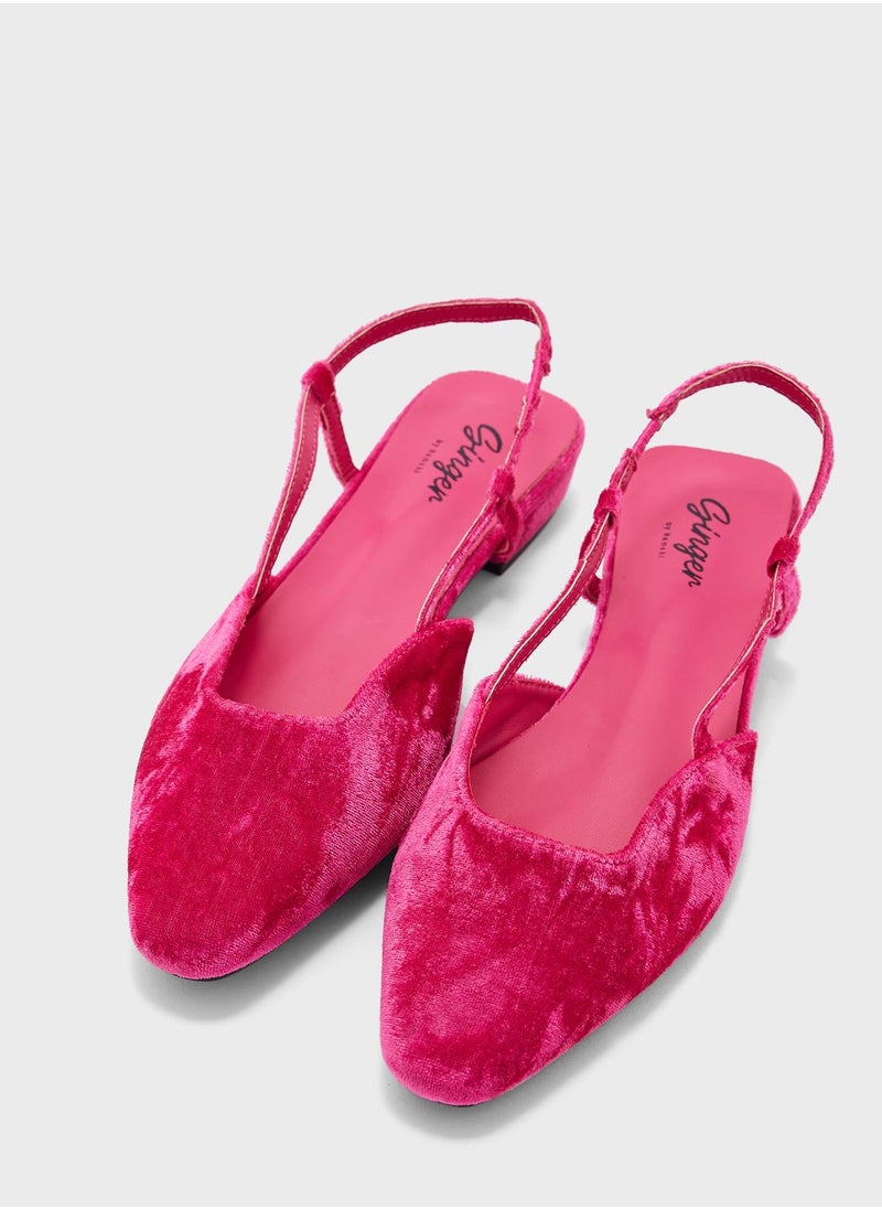 Ginger - Velvet Square Toe Ankle Strap Ballerina - Image 1