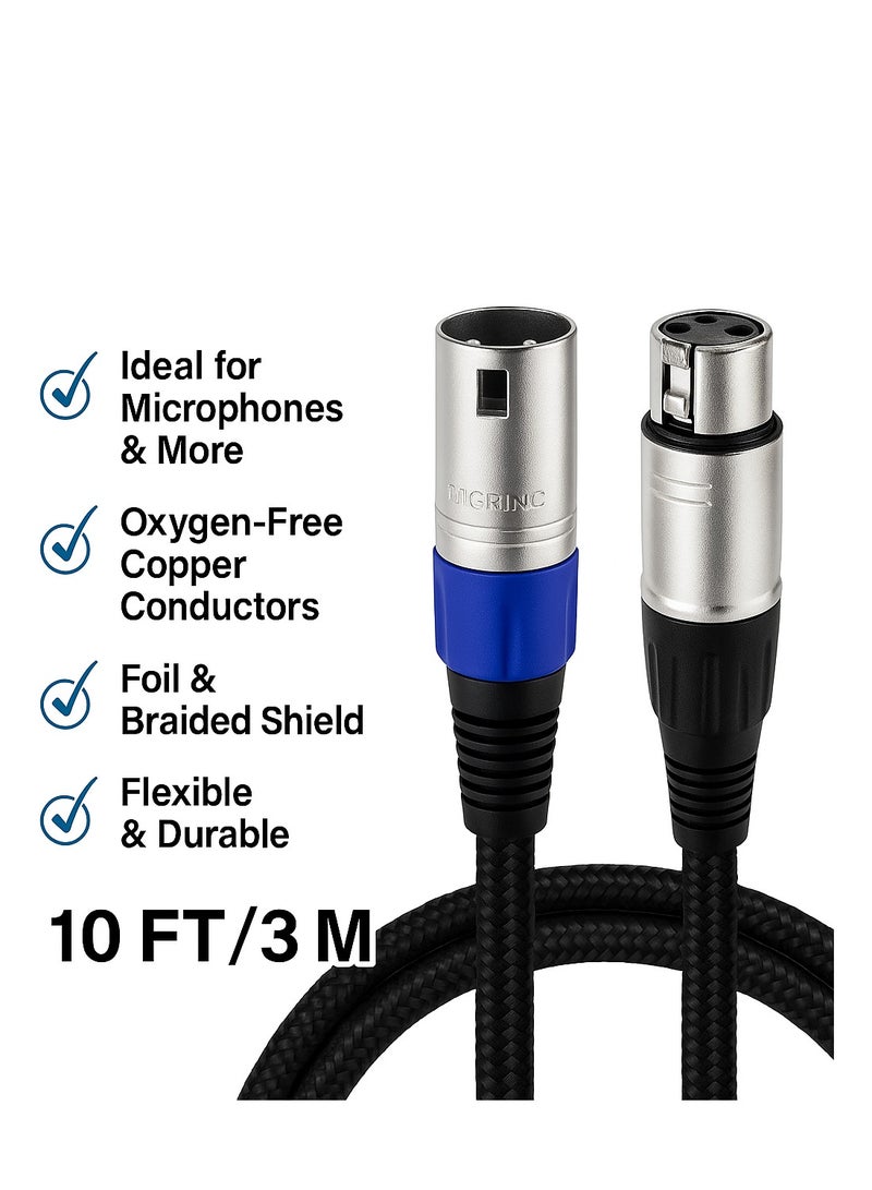 Mike Music 3M XLR Male to Female Microphone Cable – Balanced Audio Cable for Mixer, Speaker, Amplifier, or PA System – Durable Shielded Mic Lead – Mike Music  - Image 3