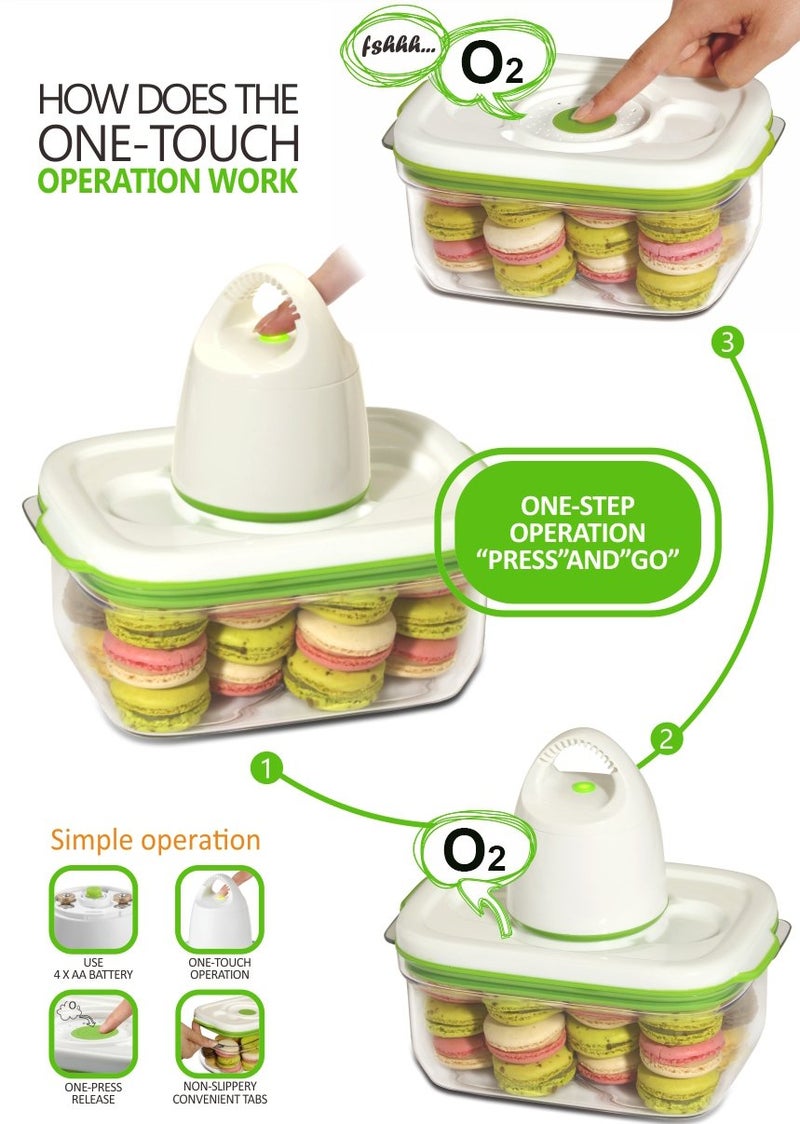 FOSA Vacuum Seal Food Storage System - Reusable Containers Starter Set with Vacuum Pump & 2 Large Stackable Containers for Freshness - Image 4