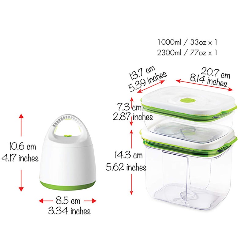 FOSA Vacuum Seal Food Storage System - Reusable Containers Starter Set with Vacuum Pump & 2 Large Stackable Containers for Freshness - Image 5