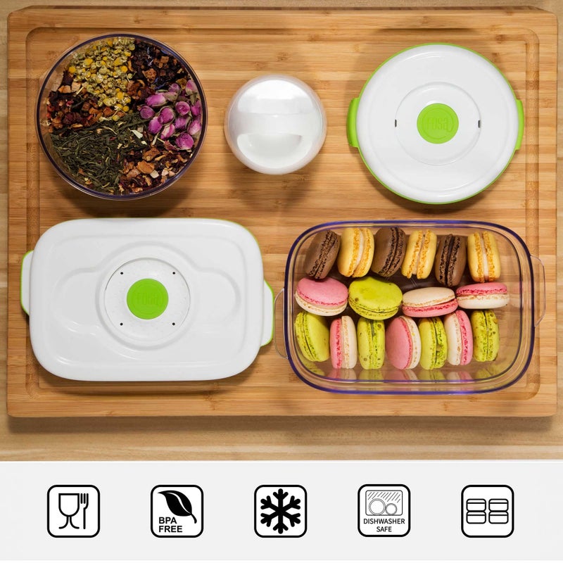FOSA Vacuum Seal Food Storage System - Reusable Containers Starter Set with Vacuum Pump & 2 Large Stackable Containers for Freshness - Image 3