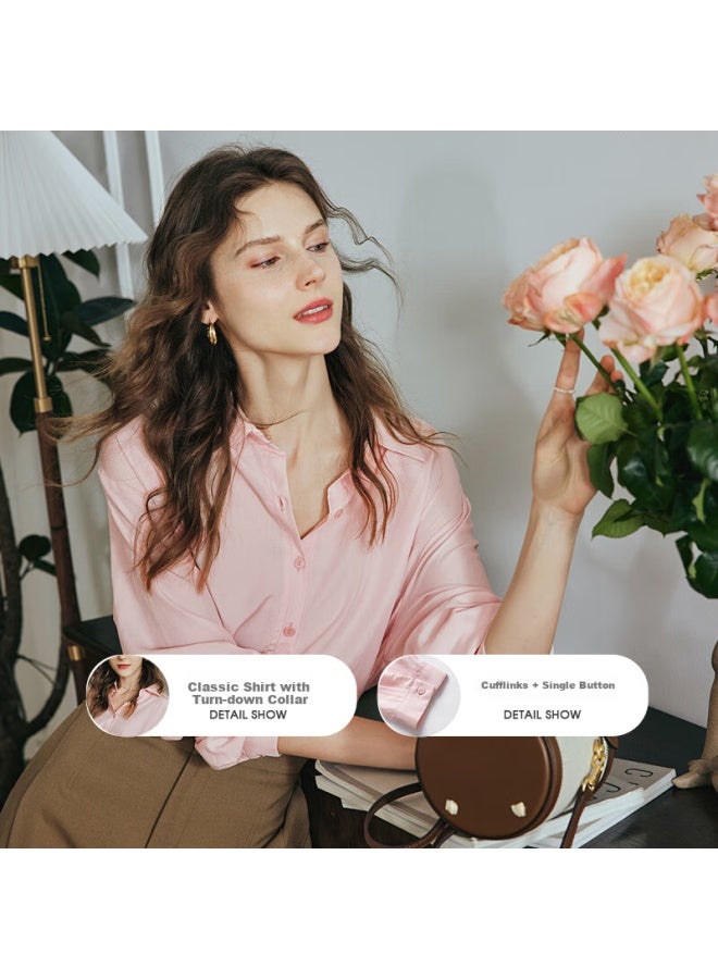 Olrain Women'S Long Sleeve Shirt Spring Autumn Loose Fit Commuter Style Top Blue Xl - Image 2