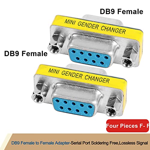MEIRIYFA DB9 Gender Changer D-SUB 9 Pin RS-232 Connector Serial Port Cable Coupler Adapter for Serial Applications-4Pcs (Female to Female) - Image 5