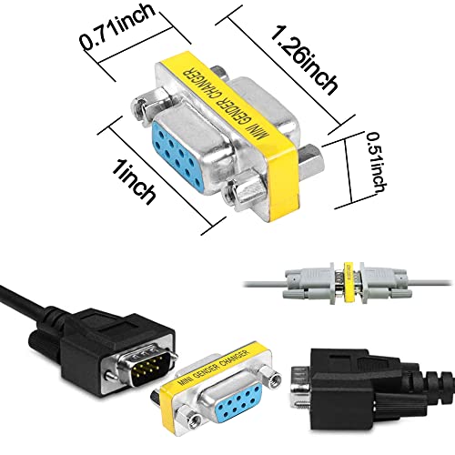 MEIRIYFA DB9 Gender Changer D-SUB 9 Pin RS-232 Connector Serial Port Cable Coupler Adapter for Serial Applications-4Pcs (Female to Female) - Image 4