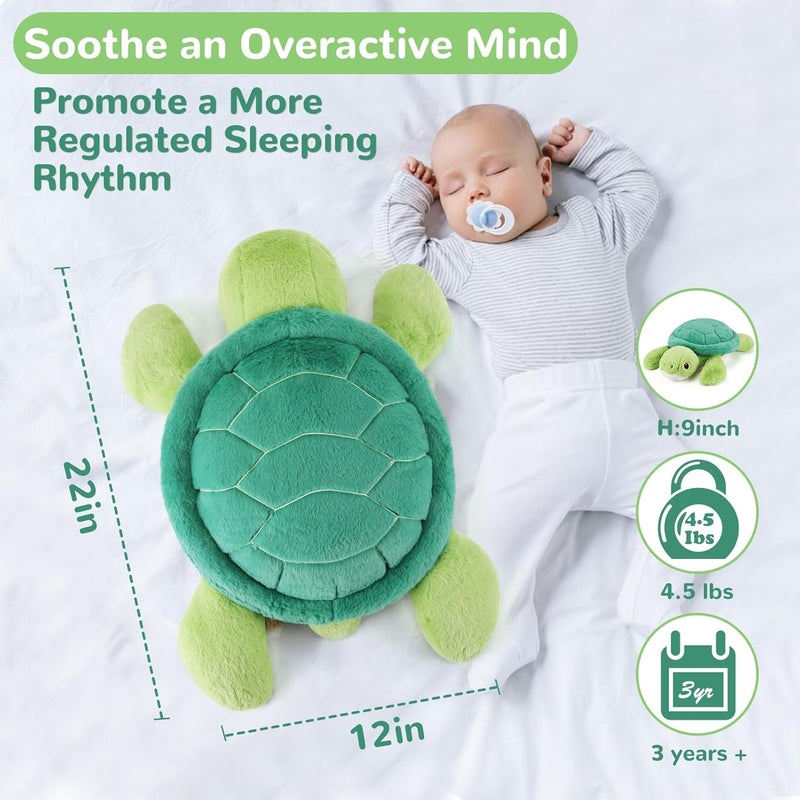 gnomantic Store Turtle Weighted Stuffed Animals - 22 Inch 4.5 Pounds Weighted Plushies Sea Turtle Stuffed Animal - Big Tortoise Plush Pillow - Cute Plush Toys Gifts for Kids & Adults (22" 4.5 lbs) - Image 5