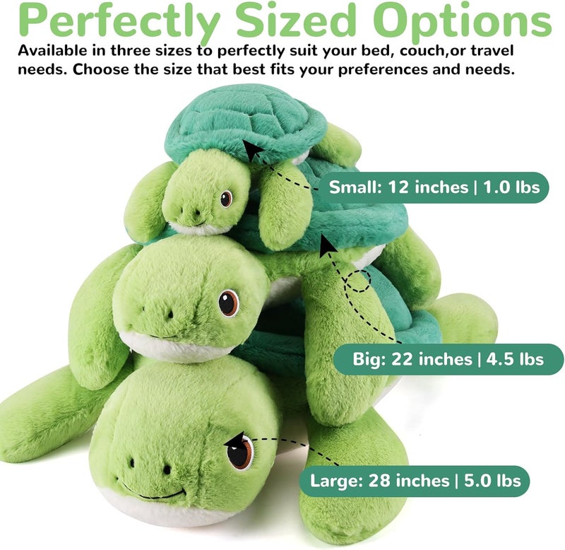 gnomantic Store Turtle Weighted Stuffed Animals - 22 Inch 4.5 Pounds Weighted Plushies Sea Turtle Stuffed Animal - Big Tortoise Plush Pillow - Cute Plush Toys Gifts for Kids & Adults (22" 4.5 lbs) - Image 2