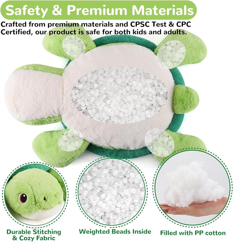 gnomantic Store Turtle Weighted Stuffed Animals - 22 Inch 4.5 Pounds Weighted Plushies Sea Turtle Stuffed Animal - Big Tortoise Plush Pillow - Cute Plush Toys Gifts for Kids & Adults (22" 4.5 lbs) - Image 4