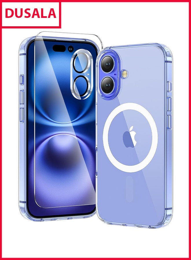 3 in 1 for iPhone 16 Plus Case Clear with MagSafe, Not Yellowing, Screen Protector*1 Camera Lens Protector*1, Military-Grade Protection for iPhone 16 Plus Phone Case 6.7 inch Clear