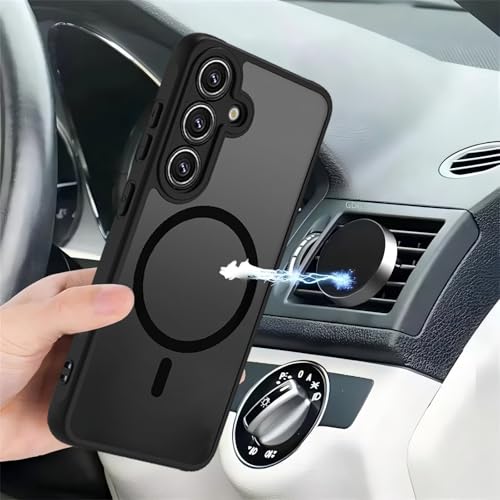 USTIYA Magnetic Case for Samsung Galaxy S24 FE 5G Matte Acrylic Heavy-Duty Case with Camera Protection, Cover, and Strap Loop, Black FGCX - Image 4