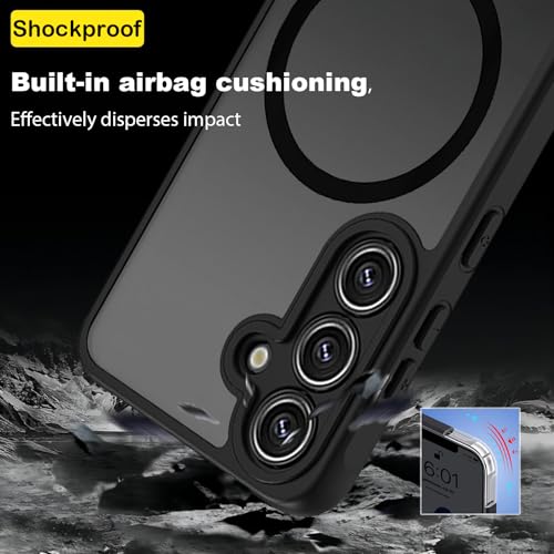 USTIYA Magnetic Case for Samsung Galaxy S24 FE 5G Matte Acrylic Heavy-Duty Case with Camera Protection, Cover, and Strap Loop, Black FGCX - Image 2