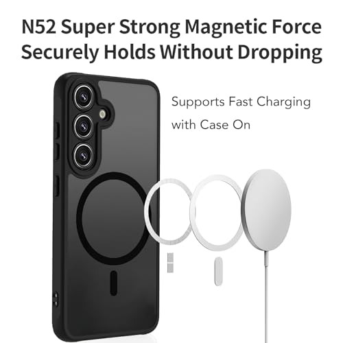 USTIYA Magnetic Case for Samsung Galaxy S24 FE 5G Matte Acrylic Heavy-Duty Case with Camera Protection, Cover, and Strap Loop, Black FGCX - Image 5