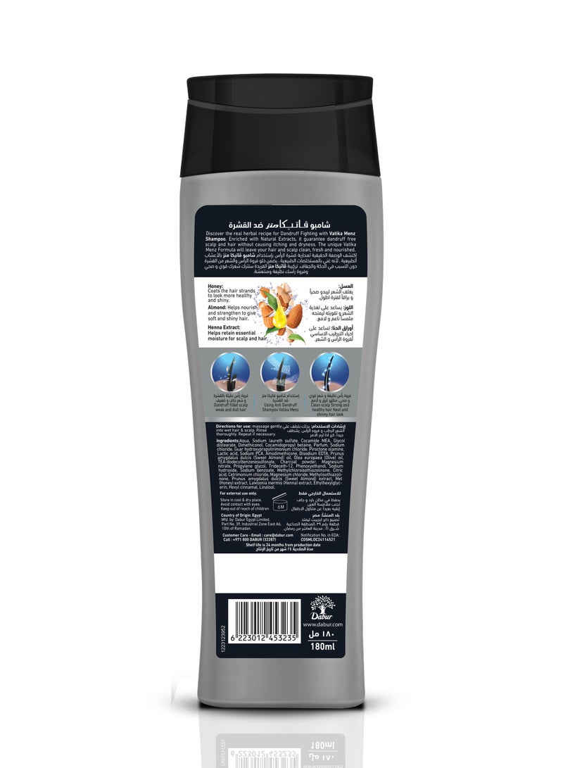 VATIKA Naturals Menz Deep Clean Shampoo with Charcoal (180mL) | Deeply Cleanses Scalp & Fights Dandruff| Leaves Hair Refreshed, Soft & Flake-Free  - Image 2
