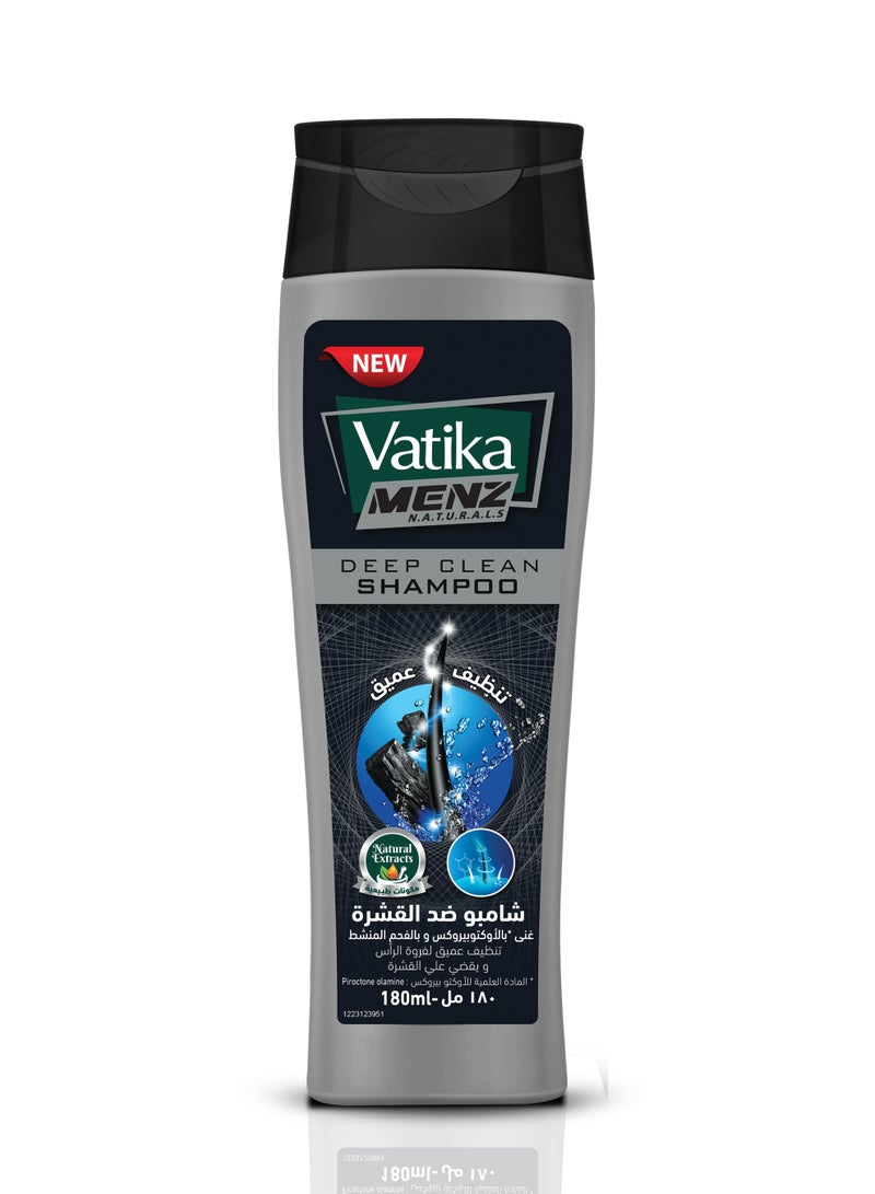 VATIKA Naturals Menz Deep Clean Shampoo with Charcoal (180mL) | Deeply Cleanses Scalp & Fights Dandruff| Leaves Hair Refreshed, Soft & Flake-Free  - Image 1