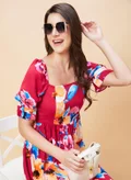 جلو باص red floral