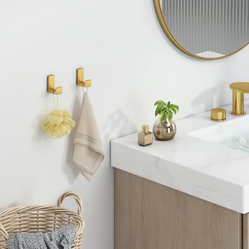 Angle Simple Towel Hook Brushed Gold 2 Pack, 304 Stainless Steel Robe Hook for Bathroom - Image 3