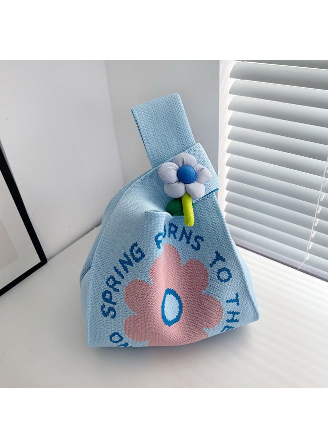 Knitted Bag Female Animal Handbag Cute Accompanying Gift Snack Bag Practical All-match Knitted Bucket Bag-Color:Little Bear [hand Bag]  - Image 4
