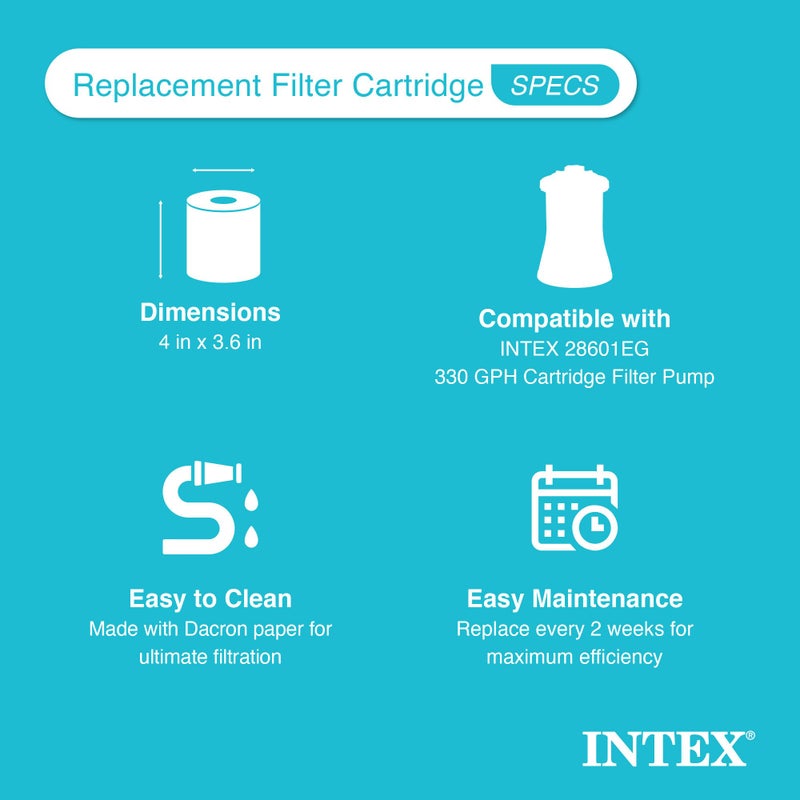 Intex Swimming Pool Easy Set Filter Cartridge Replacement Type H for Filter Pumps 28601 & 28602 (12 Pack) - Image 4
