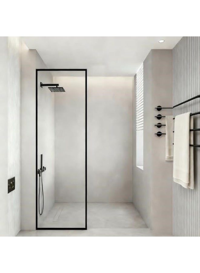 SS Shower Partition,8mm Transparent Tempered Glass With Black Frame,Glass Shower Screen Eclosure For Modern Bathroom(60 * 200cm) - Image 1