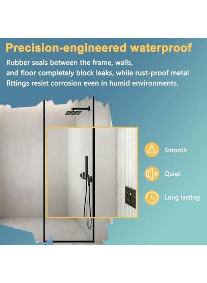 SS Shower Partition,8mm Transparent Tempered Glass With Black Frame,Glass Shower Screen Eclosure For Modern Bathroom(60 * 200cm) - Image 3