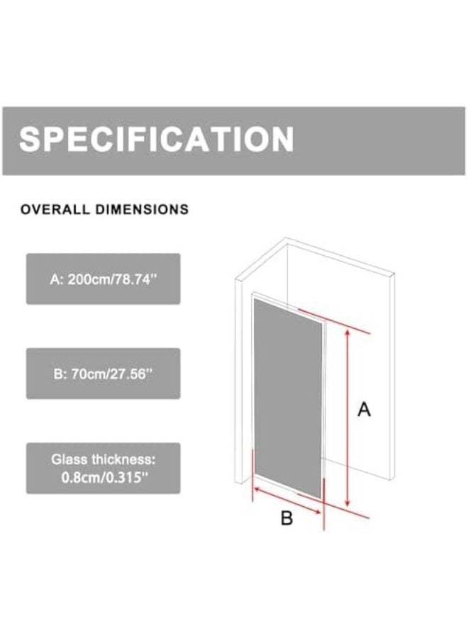 SS Shower Partition,8mm Transparent Tempered Glass With Black Frame,Glass Shower Screen Eclosure For Modern Bathroom(60 * 200cm) - Image 5