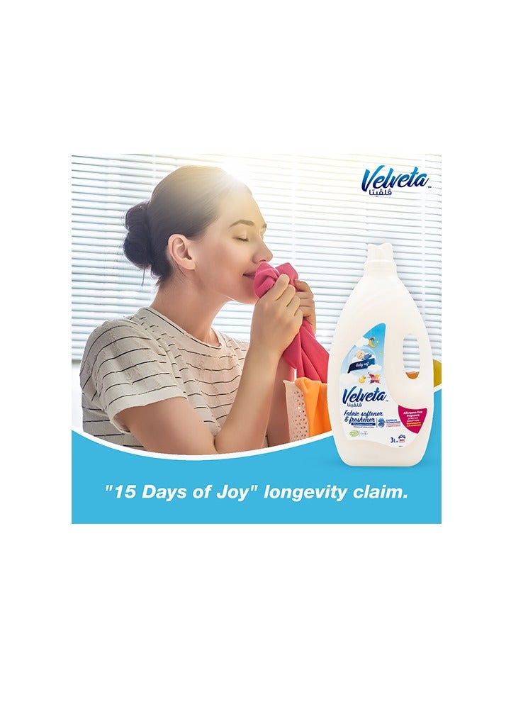 Velveta Fabric Softener - Baby Soft | 3L Gentle Freshness & Ultimate Softness | Hypoallergenic & Dermatologist-Tested - Image 3
