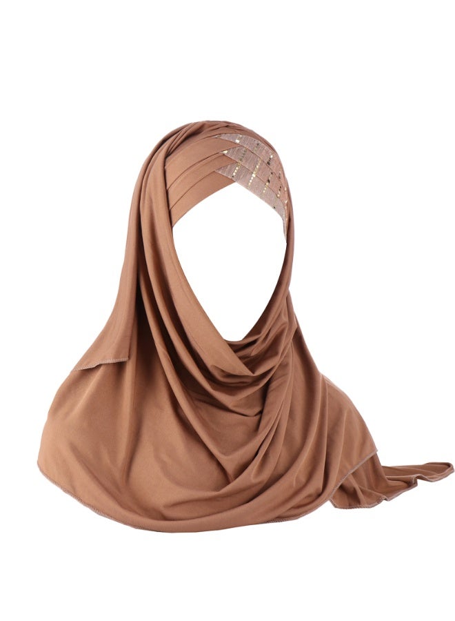 حجاب نسائي إسلامي حجاب فوري حجاب فوري حجاب براق متلألئ متقاطع على الجبين وشاح رأس إسلامي - Image 1