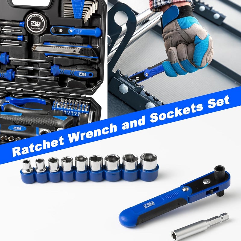 Prostormer 160-Piece Home Repair Tool Set, General Household Hand Tool Kit with Toolbox Storage Case for House, Garage, College Dorm and Office (Blue) - Image 5