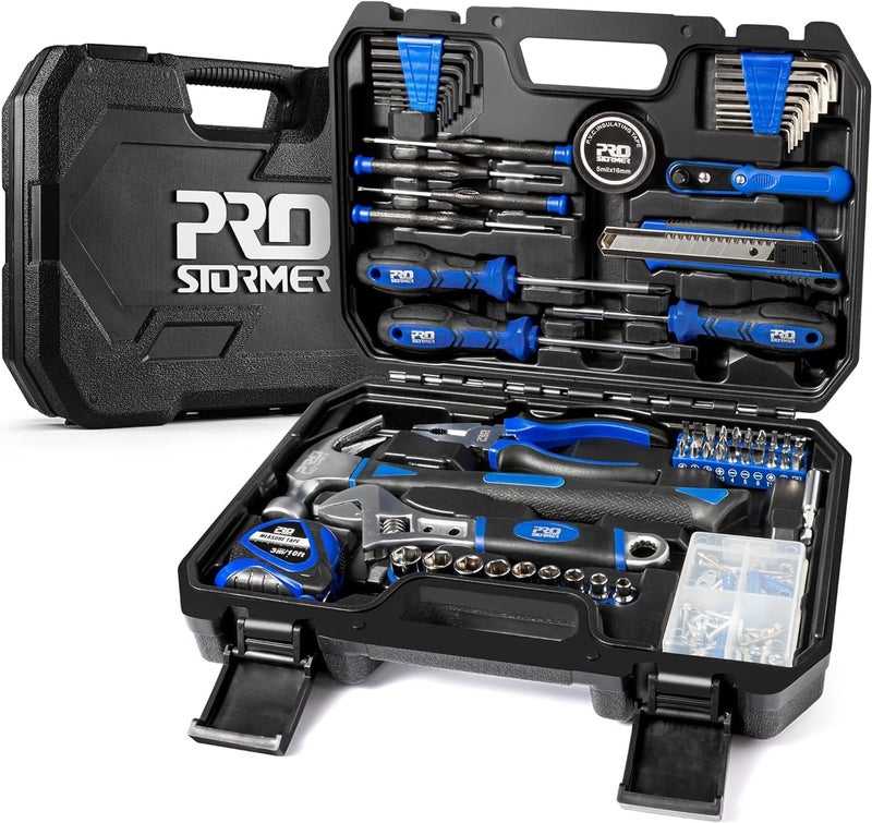 Prostormer 160-Piece Home Repair Tool Set, General Household Hand Tool Kit with Toolbox Storage Case for House, Garage, College Dorm and Office (Blue) - Image 1