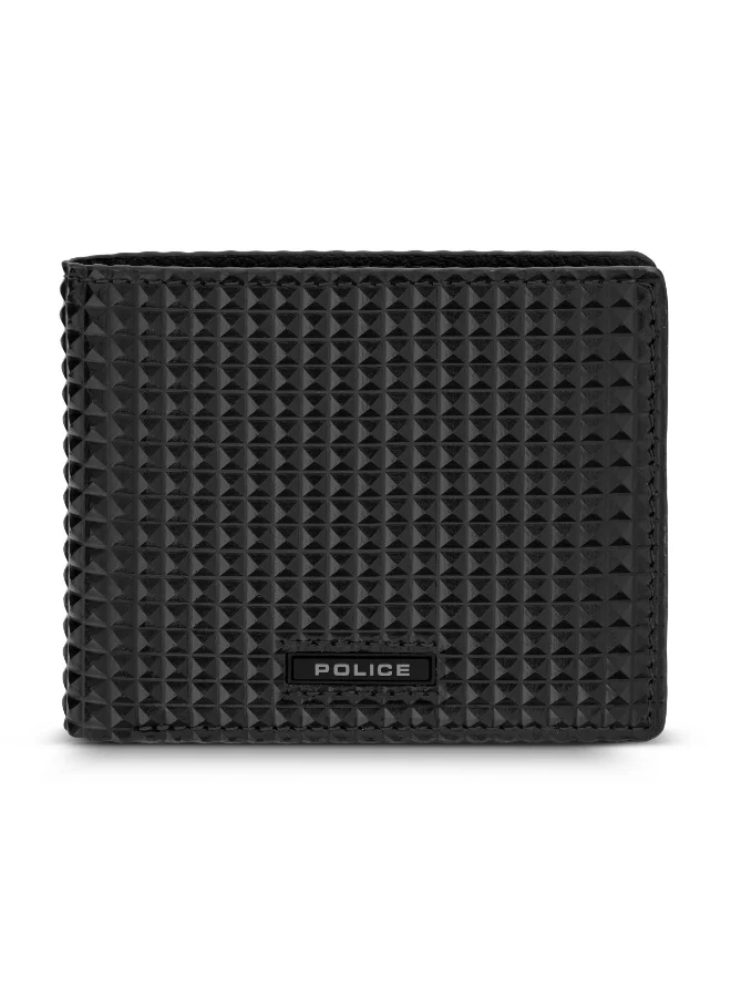 POLICE Pyramid Black Leather Bi-Fold Wallet for Men