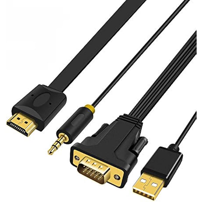 HDMI VGA TO CABLE MALE TO MALE WITH AUDIO CABLE WITH POWER SUPPLY VGA CONVERTER DIGITAL ANALOG 1080P FOR PC LAPTOP LCD