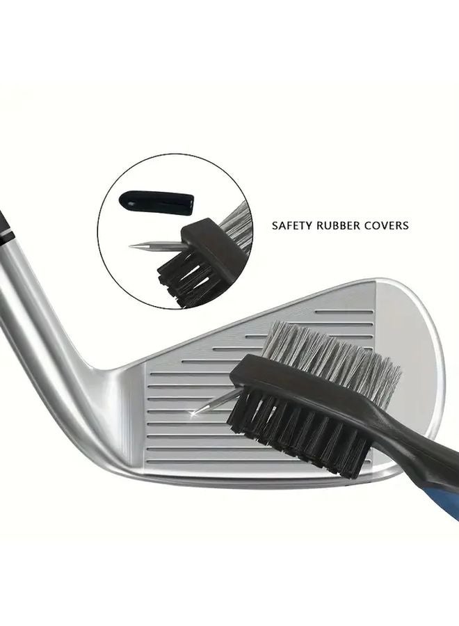 فرشاة تنظيف الجولف السوداء - أداة متعددة الوظائف ذات شعيرات نايلون وفولاذ مزدوجة الجوانب - Image 5