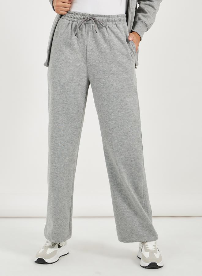 Styli Solid Front Zip Hoodie & Wide Leg Joggers Co-Ords - Image 4