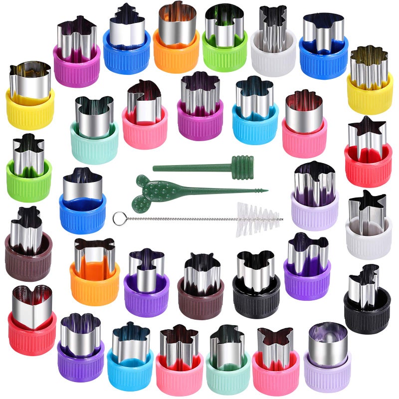 CECIAOAIME Mini Cookie Cutter Set 30 pcs for Kids Vegetable Cutters and Fruit Stamp Mold Different Shapes and Sizes Stainless Steel - Image 1
